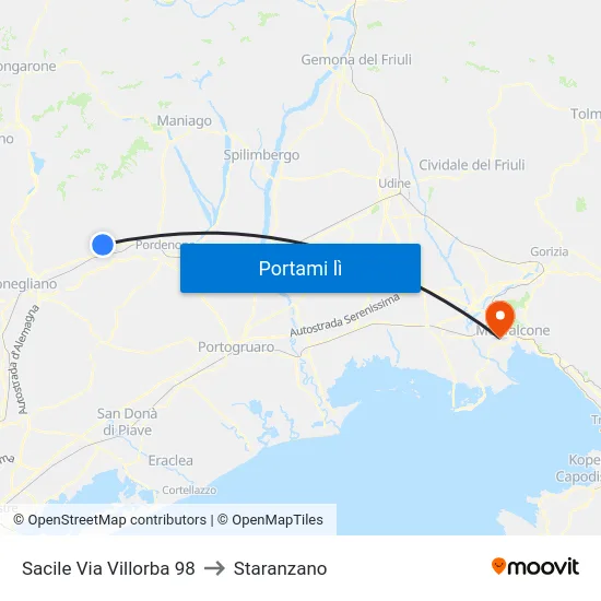 Sacile Via Villorba 98 to Staranzano map