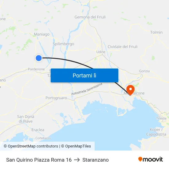 San Quirino Piazza Roma 16 to Staranzano map