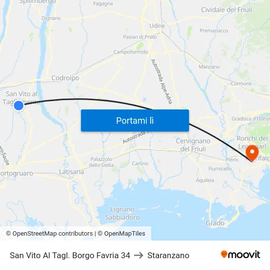San Vito Al Tagl. Borgo Favria 34 to Staranzano map