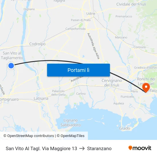 San Vito Al Tagl. Via Maggiore 13 to Staranzano map