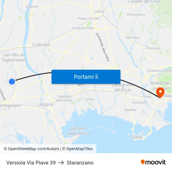 Versiola Via Piave 39 to Staranzano map