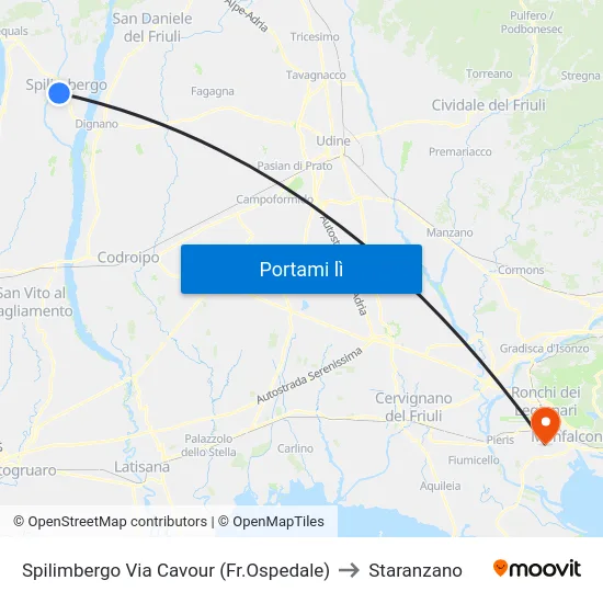 Spilimbergo Via Cavour (Fr.Ospedale) to Staranzano map
