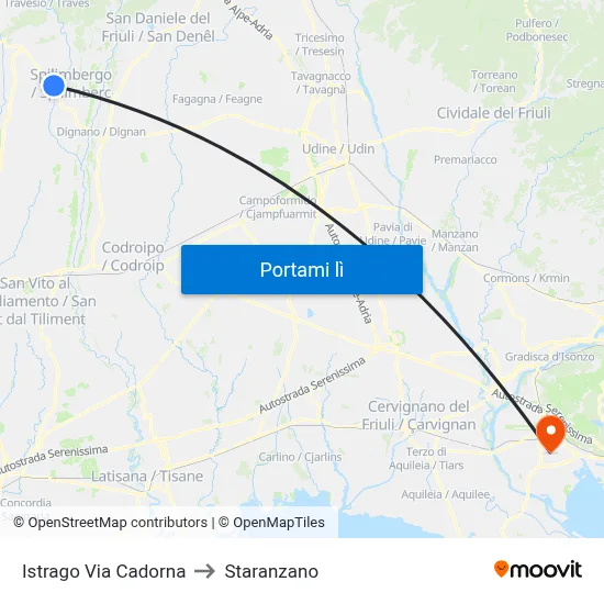 Istrago Via Cadorna to Staranzano map