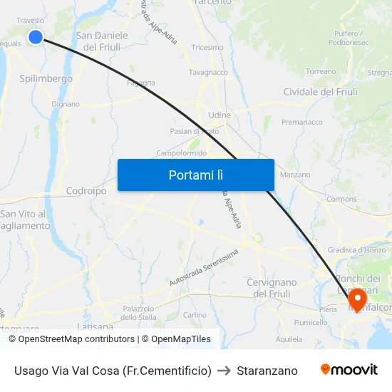 Usago Via Val Cosa (Fr.Cementificio) to Staranzano map
