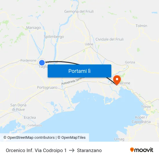 Orcenico Inf. Via Codroipo 1 to Staranzano map