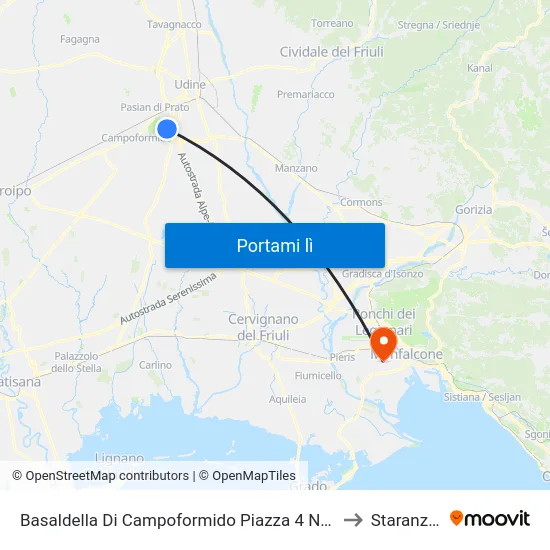 Basaldella Di Campoformido Piazza 4 Novembre 5 to Staranzano map