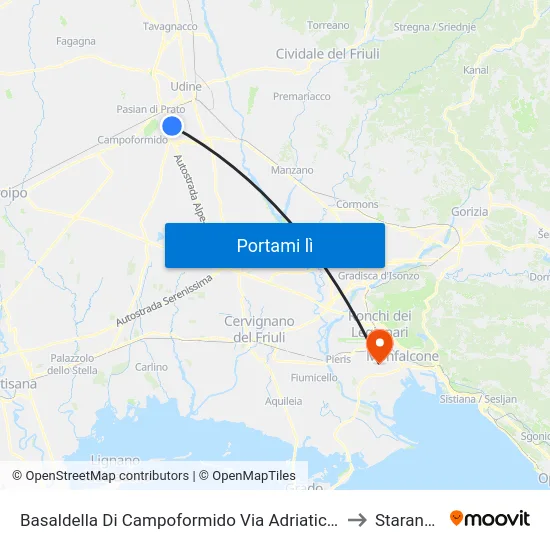 Basaldella Di Campoformido Via Adriatica 120 (Parco) to Staranzano map