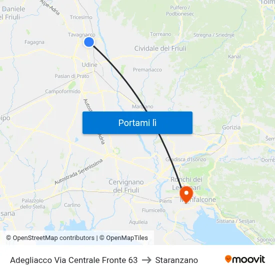 Adegliacco Via Centrale Fronte 63 to Staranzano map