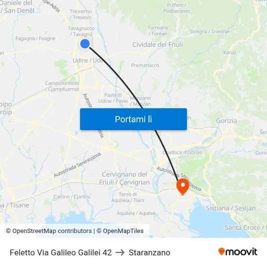 Feletto Via Galileo Galilei 42 to Staranzano map