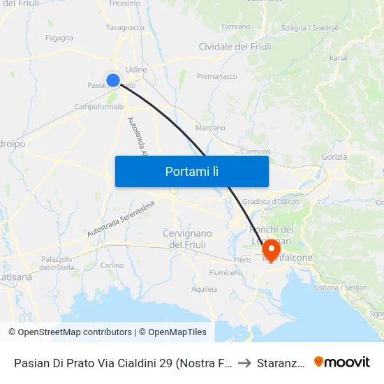 Pasian Di Prato Via Cialdini 29 (Nostra Famiglia) to Staranzano map