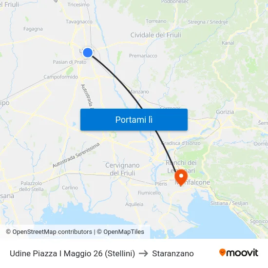 Udine Piazza I Maggio 26 (Stellini) to Staranzano map