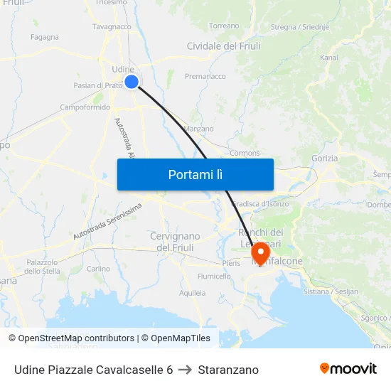 Udine Piazzale Cavalcaselle 6 to Staranzano map