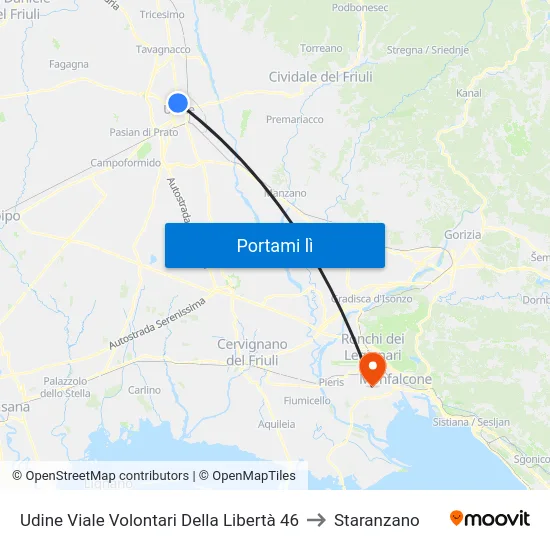 Udine Viale Volontari Della Libertà 46 to Staranzano map