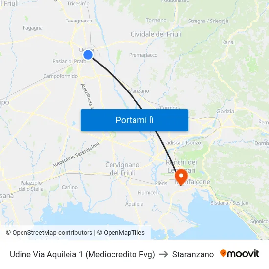 Udine Via Aquileia 1 (Mediocredito Fvg) to Staranzano map