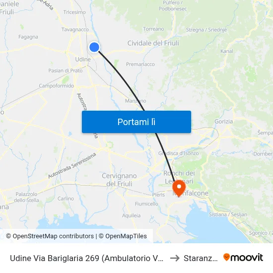 Udine Via Bariglaria 269 (Ambulatorio Veterinario) to Staranzano map