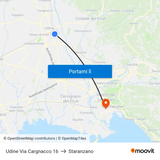 Udine Via Cargnacco 16 to Staranzano map