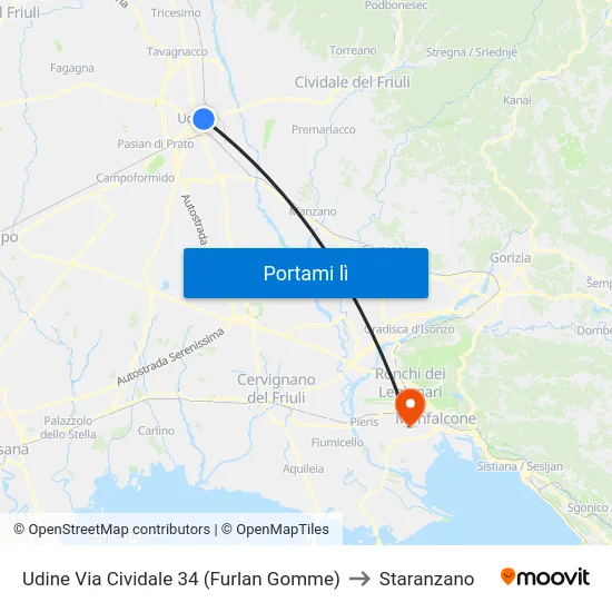 Udine Via Cividale 34 (Furlan Gomme) to Staranzano map