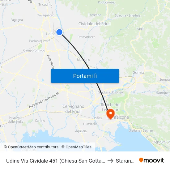 Udine Via Cividale 451 (Chiesa San Gottardo Vescovo) to Staranzano map