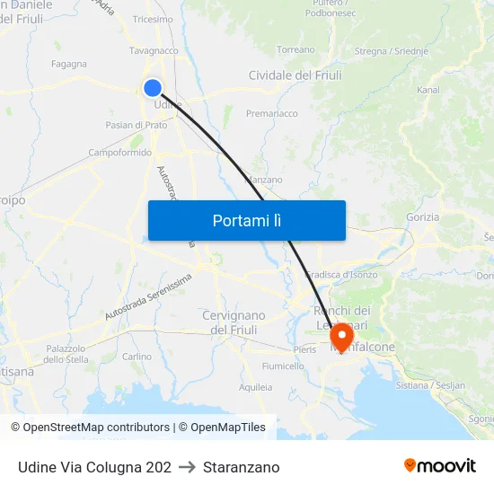 Udine Via Colugna 202 to Staranzano map