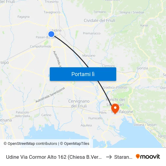 Udine Via Cormor Alto 162 (Chiesa B.Vergine Della Salute) to Staranzano map
