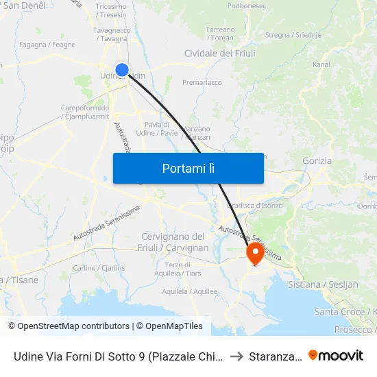 Udine Via Forni Di Sotto 9 (Piazzale Chiavris) to Staranzano map