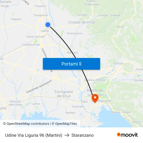 Udine Via Liguria 96 (Martini) to Staranzano map