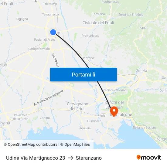 Udine Via Martignacco 23 to Staranzano map