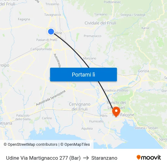Udine Via Martignacco 277 (Bar) to Staranzano map