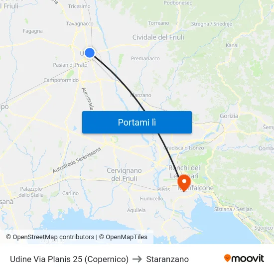 Udine Via Planis 25 (Copernico) to Staranzano map