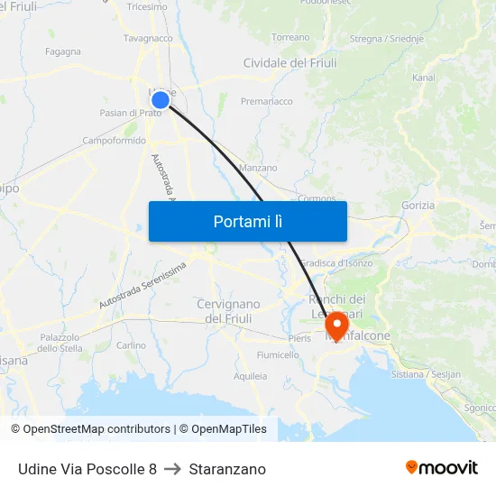 Udine Via Poscolle 8 to Staranzano map