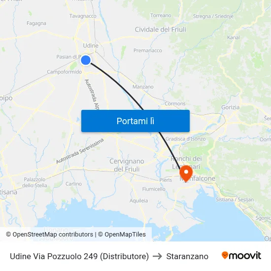 Udine Via Pozzuolo 249 (Distributore) to Staranzano map