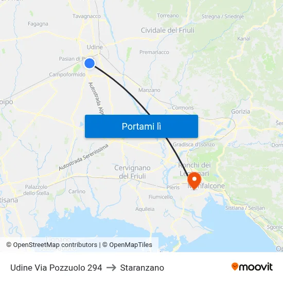 Udine Via Pozzuolo 294 to Staranzano map