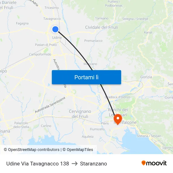 Udine Via Tavagnacco 138 to Staranzano map