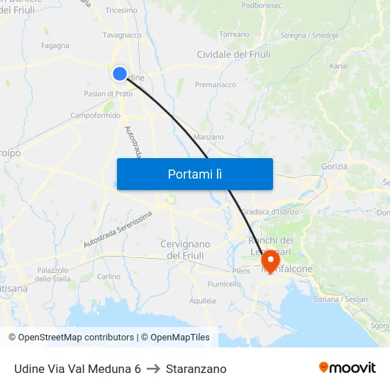 Udine Via Val Meduna 6 to Staranzano map