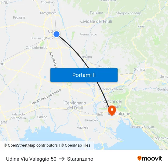 Udine Via Valeggio 50 to Staranzano map