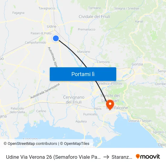 Udine Via Verona 26 (Semaforo Viale Palmanova) to Staranzano map