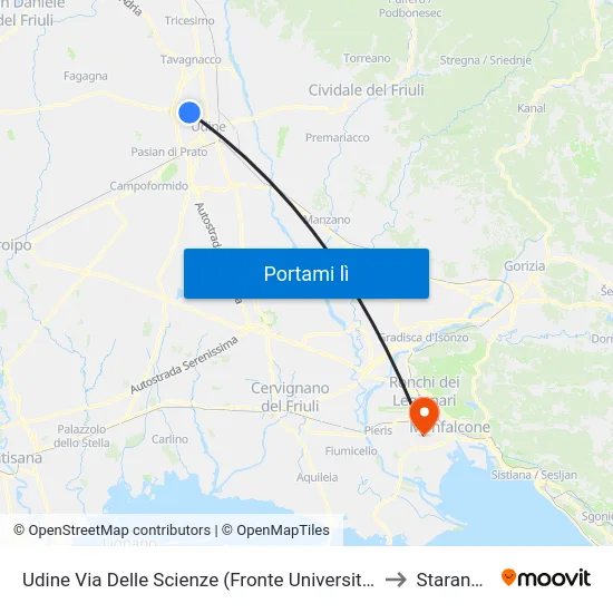 Udine Via Delle Scienze (Fronte Università Polo Rizzi) to Staranzano map