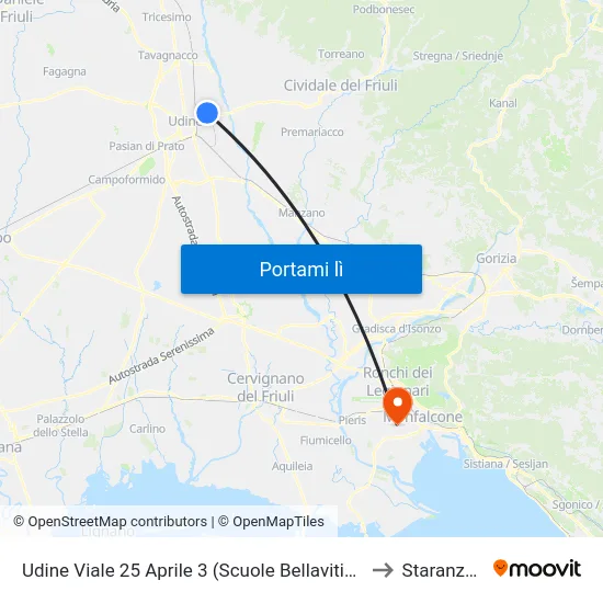 Udine Viale 25 Aprile 3 (Scuole Bellavitis E Friz) to Staranzano map
