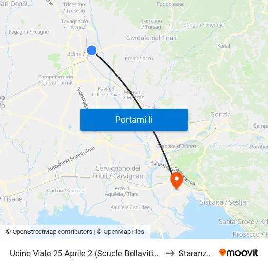 Udine Viale 25 Aprile 2 (Scuole Bellavitis E Friz) to Staranzano map