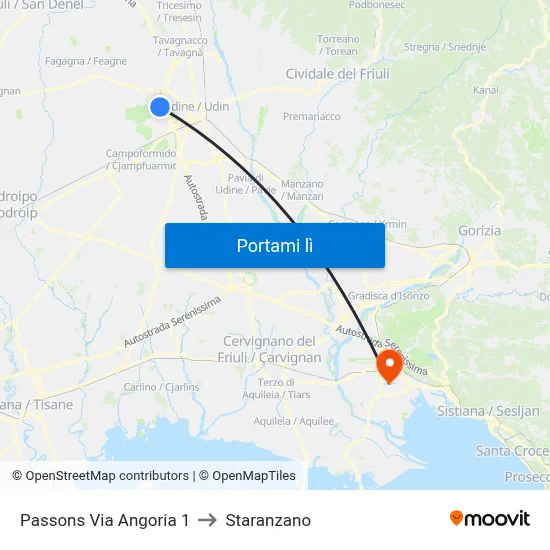 Passons Via Angoria 1 to Staranzano map