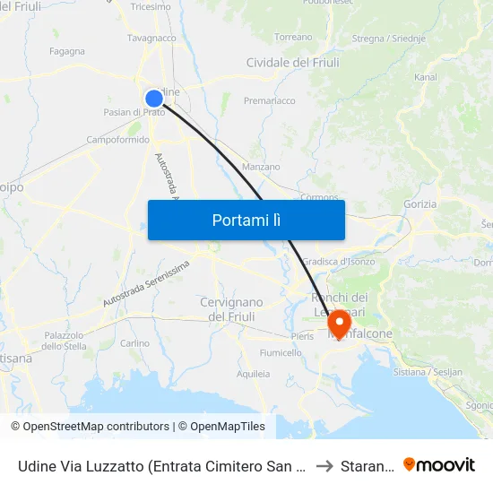 Udine Via Luzzatto (Entrata Cimitero San Vito Dir.Via Quarto to Staranzano map