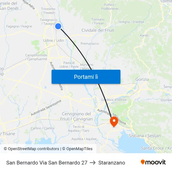 San Bernardo Via San Bernardo 27 to Staranzano map