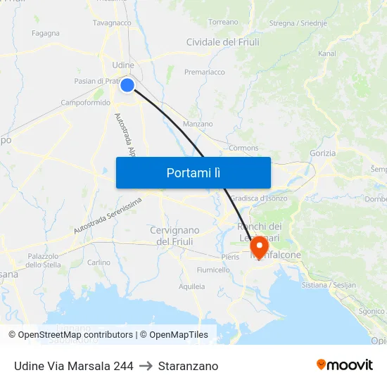 Udine Via Marsala 244 to Staranzano map