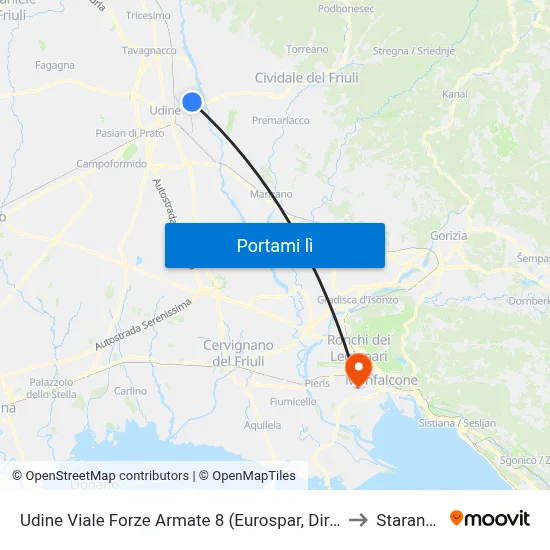 Udine Viale Forze Armate 8 (Eurospar, Direzione Centro) to Staranzano map