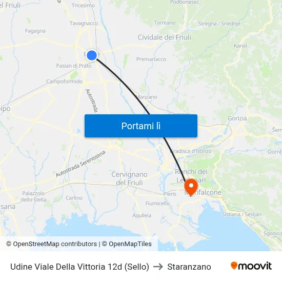 Udine Viale Della Vittoria 12d (Sello) to Staranzano map