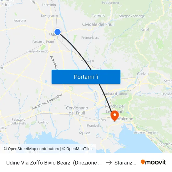 Udine Via Zoffo Bivio Bearzi (Direzione Centro) to Staranzano map