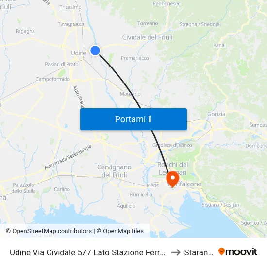 Udine Via Cividale 577 Lato Stazione Ferroviaria S.Gottardo to Staranzano map