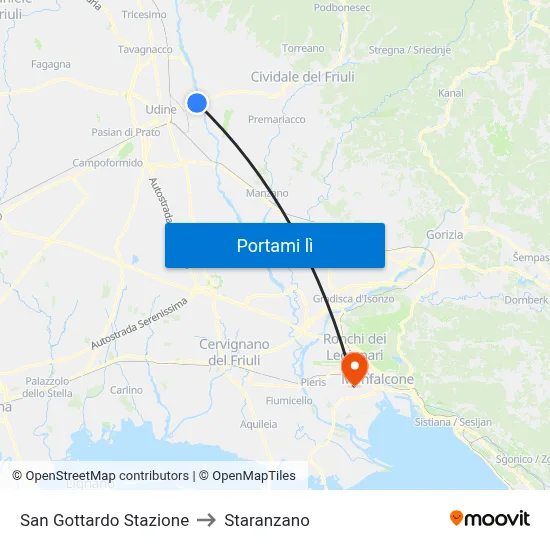 San Gottardo Stazione to Staranzano map