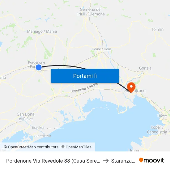 Pordenone Via Revedole 88 (Casa Serena) to Staranzano map