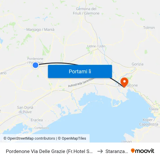 Pordenone Via Delle Grazie (Fr.Hotel Santin) to Staranzano map